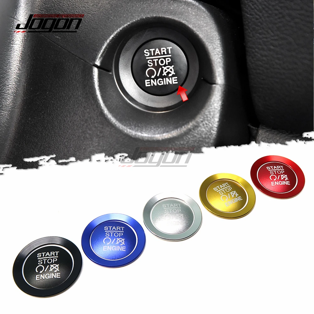 For Jeep Commander Wrangler Grand Cherokee 2010-2021 Car Interior Engine Start Stop Button Ring Covers Switch Accessories