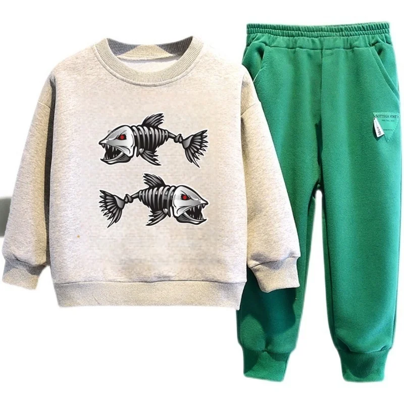 Herfst Kinderen Jongen Kleding Set Kid Meisjes Cartoon Gedrukt Sweatshirts Trui Top En Broek Pak Lange Mouw Trainingspakken