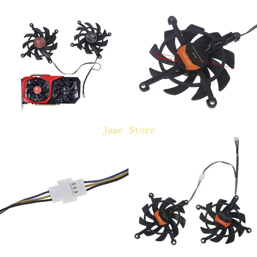 

LX0B 2Pcs VGA Graphics Card Cooling Fan 4Pin 12V for Colorful 1660 SUPER 2060