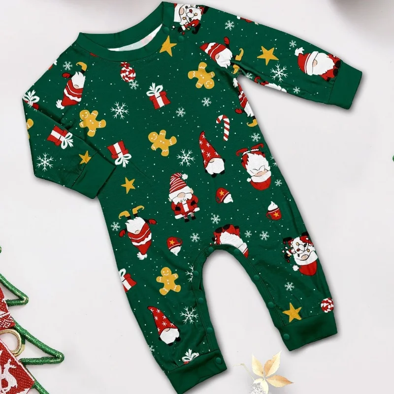 Conjunto de pijamas familiar, macacão, pijamas de Natal, desenho animado Papai Noel Print, macio, roupas pai-filho, terno 2pcs