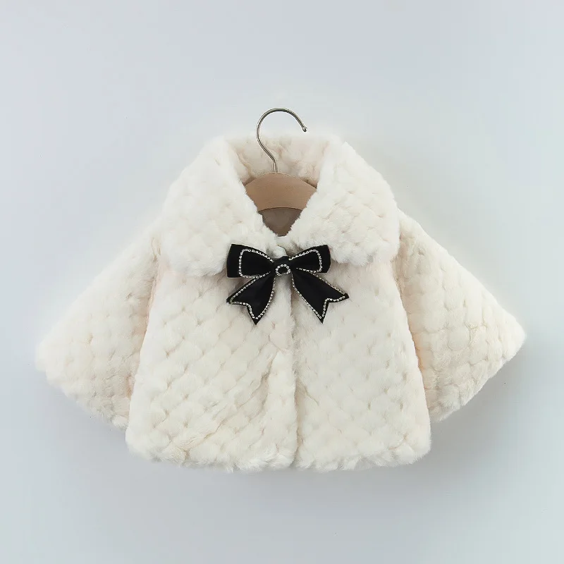 2023 New Winter Jacket For Baby Girl Clothes Plush Baby Outwear Fashion Christmas Princess Cloak Autumn Warm Faux Fur Girls Coat