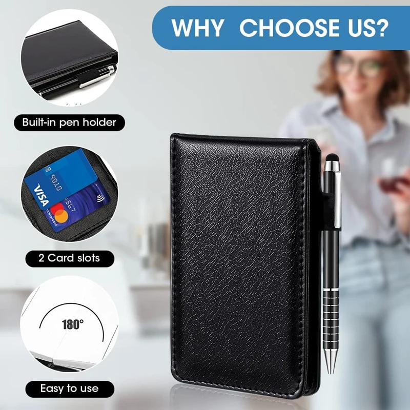 Mini Pocket Note Pad Holder Set, pequenos Notepads de bolso, Memo Book Recargas, 3 "x 5", 10 Pcs