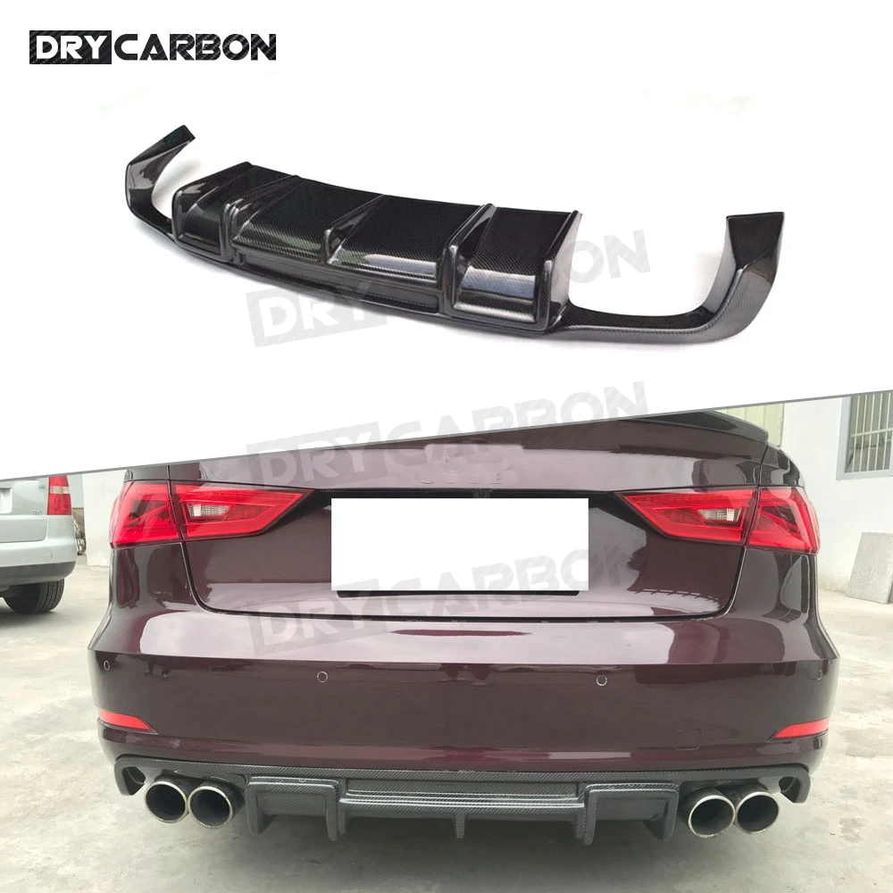 Carbon Fiber / FRP Rear Bumper Lip Spoiler Style Diffuser for Audi A3 Sline S3 Sedan 4 door Not A3 Standard 2014-2016