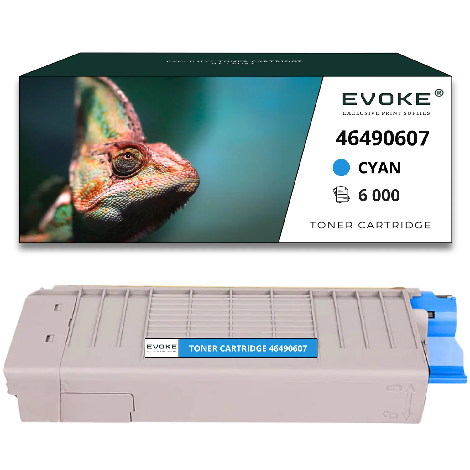 Evoke Compatibele Toner voor Oki C532 46490607 Cyaan 6000 Pagina's C532Dn C542Dn Mc563Dn Mc573Dn