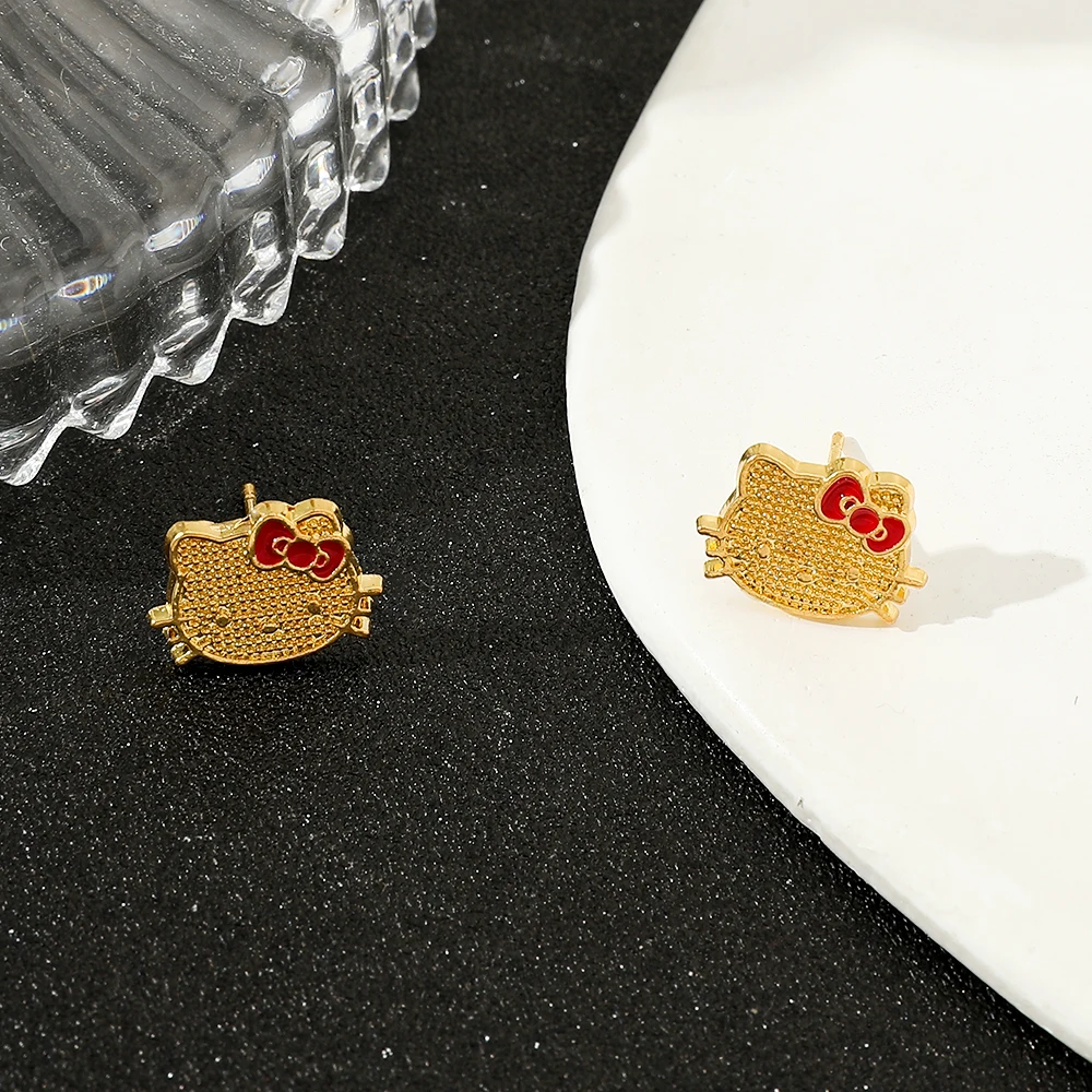 أنيمي سانريو مرحبا كيتي أقراط أنيمي الكرتون الشكل KT القط الأذن مربط فتاة مجوهرات الإكسسوارات الهدايا #4