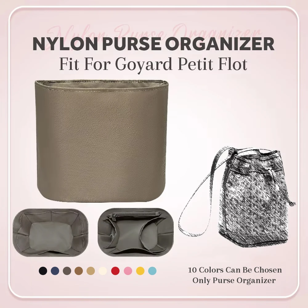 

Nylon Purse Organizer Insert, Inside Bucket Bag Insert Fit for Goyard Petit Flot Durable Mini Inner Liner Bag Organizer Insert