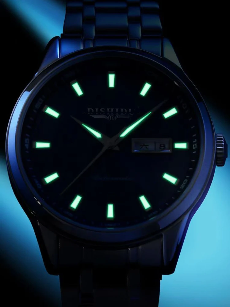 Simple business men's watch waterproof luminous temperament double calendar luxury steel band men's watch
