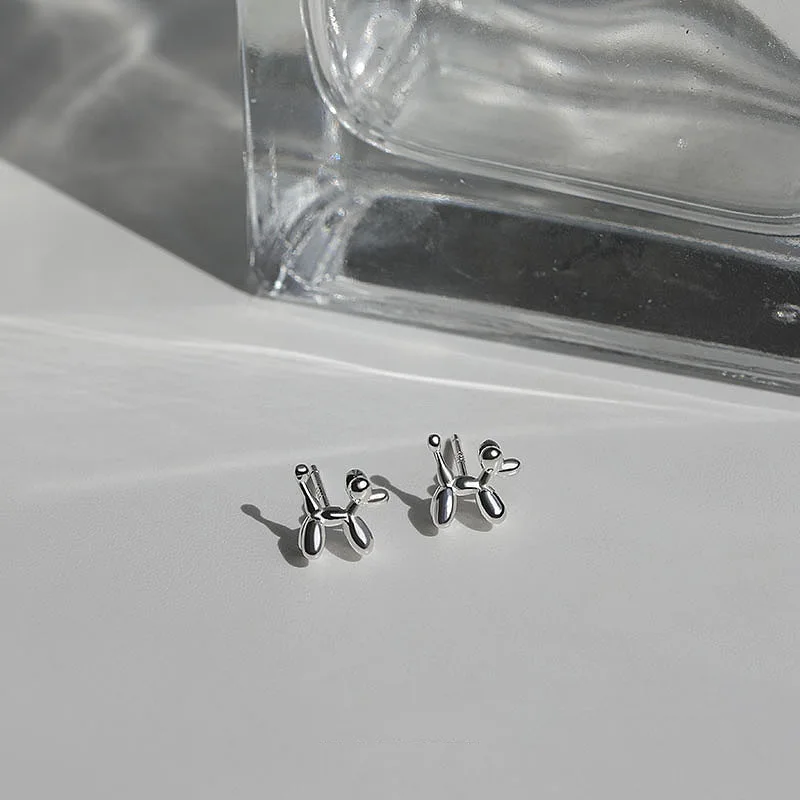 CIAXY فضي اللون بالون الكلب وأقراط للنساء فتاة لطيف القرط الصغير مجوهرات الأزياء الكورية بالجملة #4