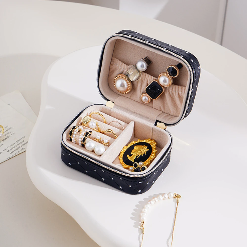 

Органайзер для сережек, чехол для ожерелья со стразами, шкатулка для драгоценностей, блестящий дорожный органайзер для ювелирных изделий для хранения аксессуаров, коллекция сережек