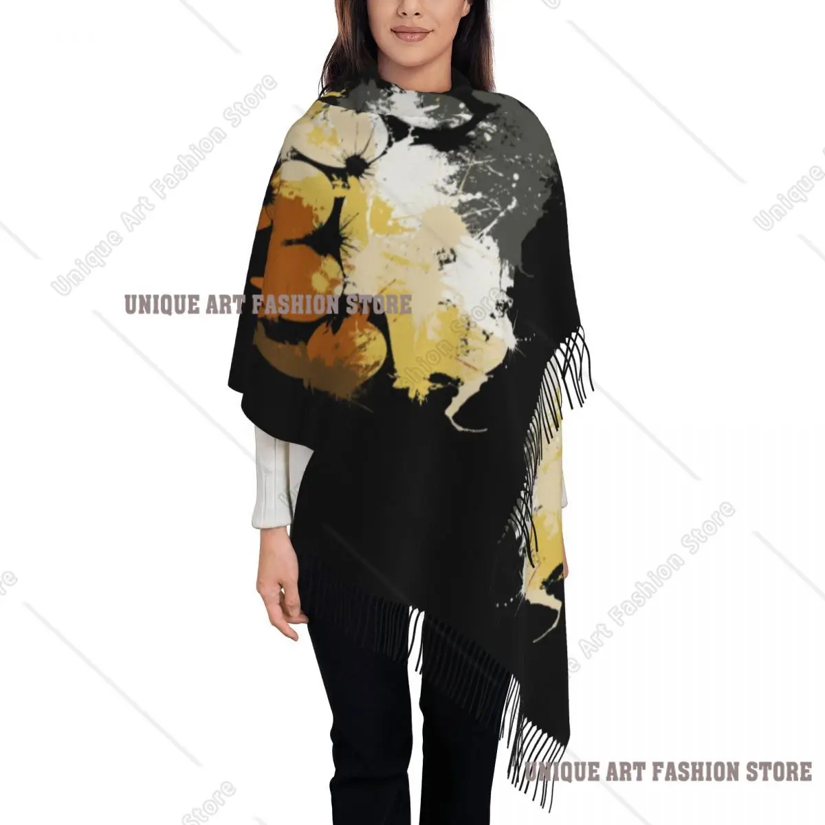 

Custom Female Long Gay Bear Pride Paw Scarves Women Winter Fall Soft Warm Tassel Shawl Wrap LGBT GLBT Scarf