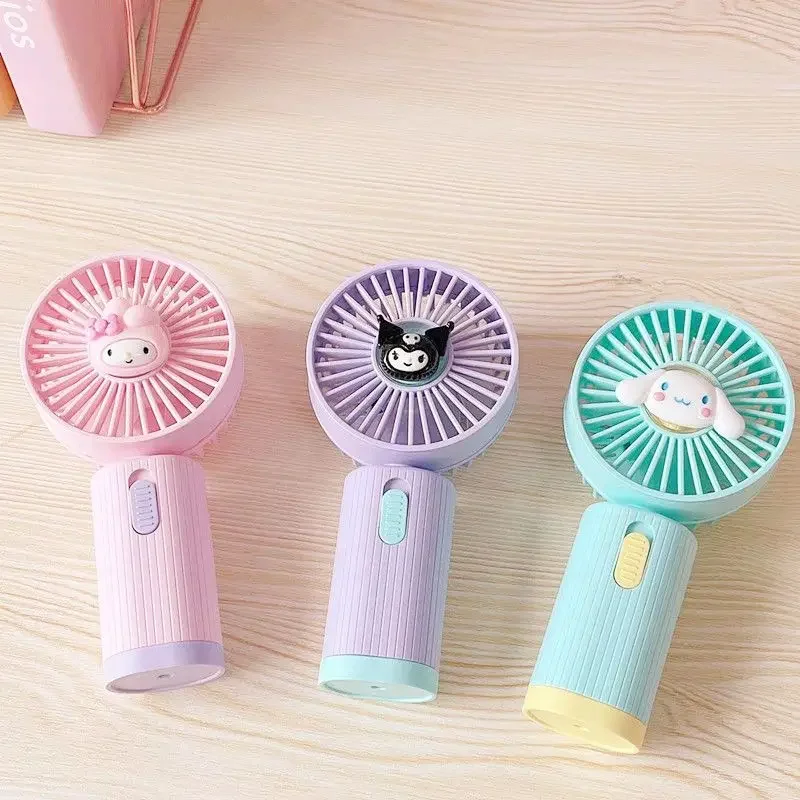 Kawaii USB Portable Fan Kuromi Cinnamoroll Hello Kitty Cartoon Mini Portable Strong Wind Handheld Small Fan Electric Fan Gifts