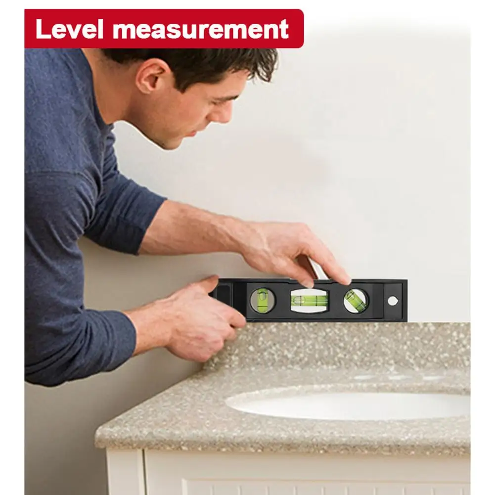 Horizontal Ruler 3 Bubble Spirit Level Magnetic ABS Shell Mini Pocket Portable Spirit Level Tool Measure Tool Machinery Leveller