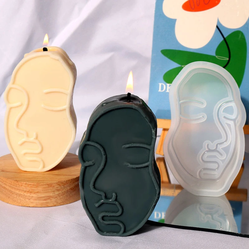 

3D Art Face Candle Silicone Mold Geometry Human Soap Resin Plaster Making Tool Ice Chocolate Cake Baking Mould Desk Decor Gifts