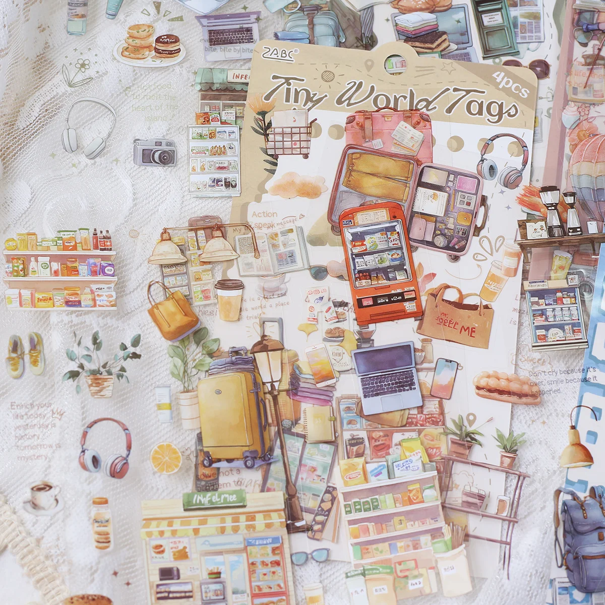 4sheets PET Creative Stickers Pre-cut Transparent Scrapbook Sticker for Diary Decoration for Journaling Scrapbook Diary Stickers