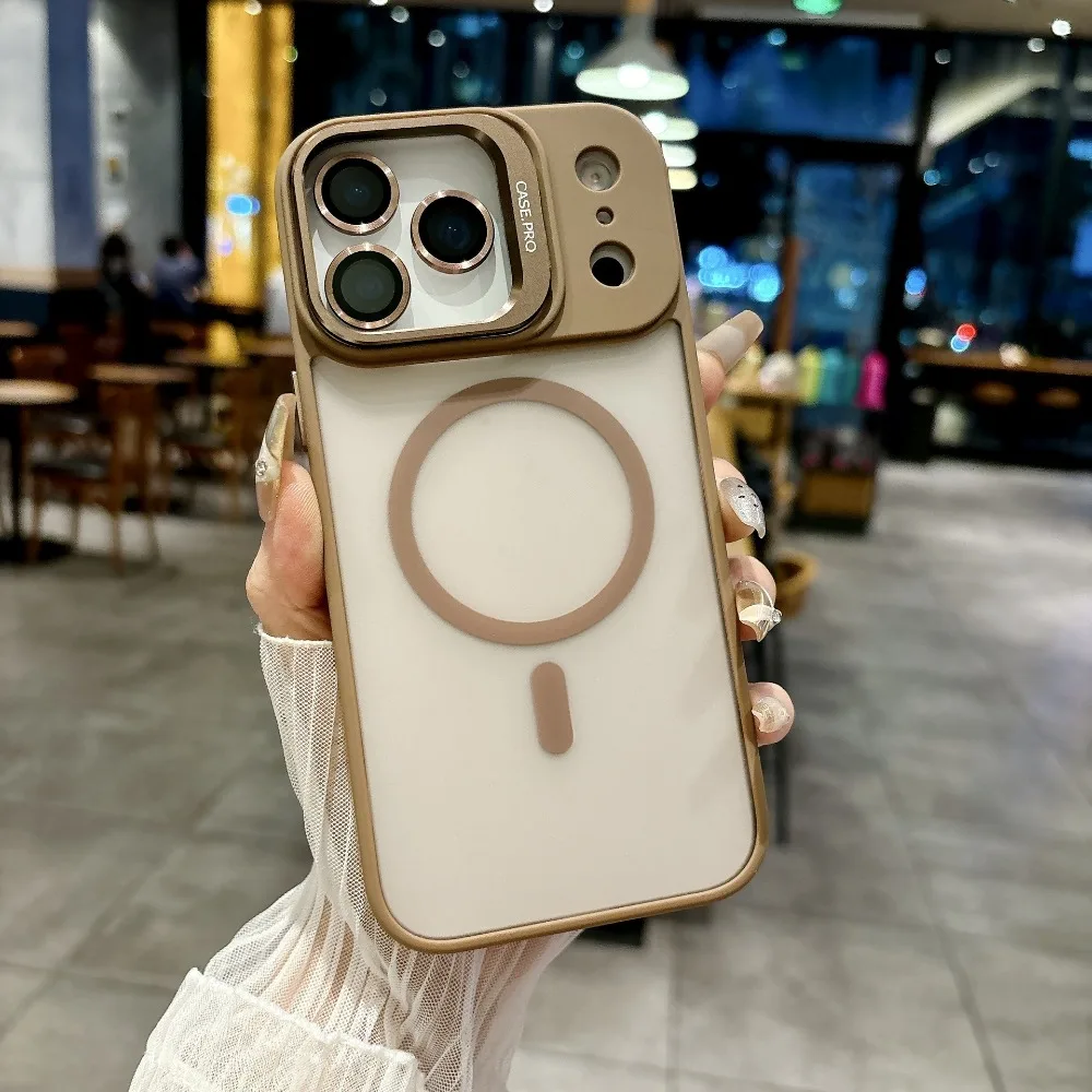 حامل عدسة إبداعي لهاتف iPhone17/16/15/14/13/12/11 PRO MAX حافظة صلبة ذات ملمس جلدي #1