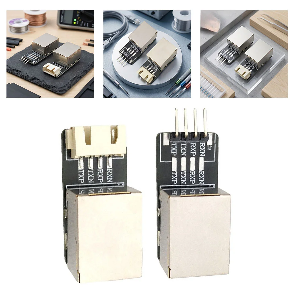 2-Piece For RJ45 Network Adapter PCB for Connecting Female For RJ45 Connector to 2.54mm Pitch 4-Pin Header or Socket