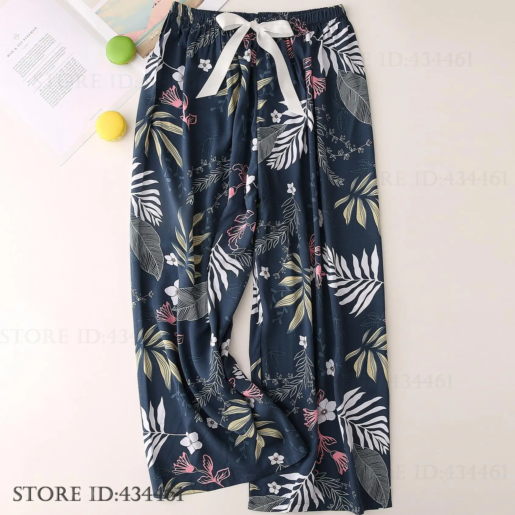 Viscose Pants Women Pajamas Casual Nightwear Pijamas Print Cotton Intimate Lingerie Home Clothes New Sleepwear Pyjamas Homewear