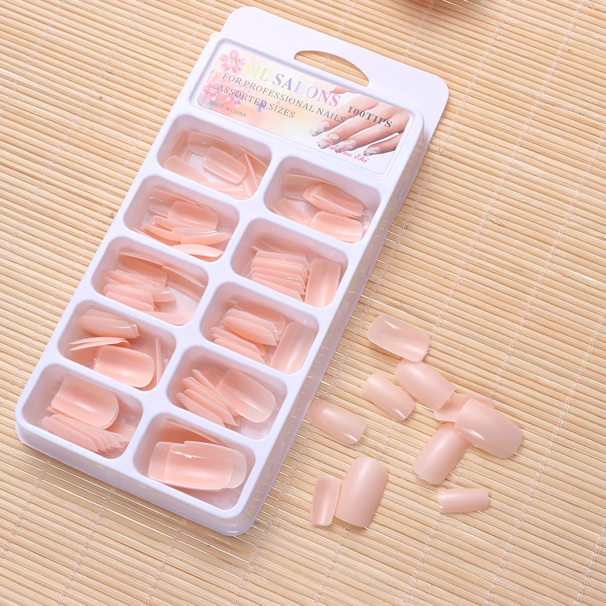 

100PCS Nail Tips Artificial False Fake Nails Tips Nail Art Supplies for Nail Salons and DIY Nail Art (Pink)