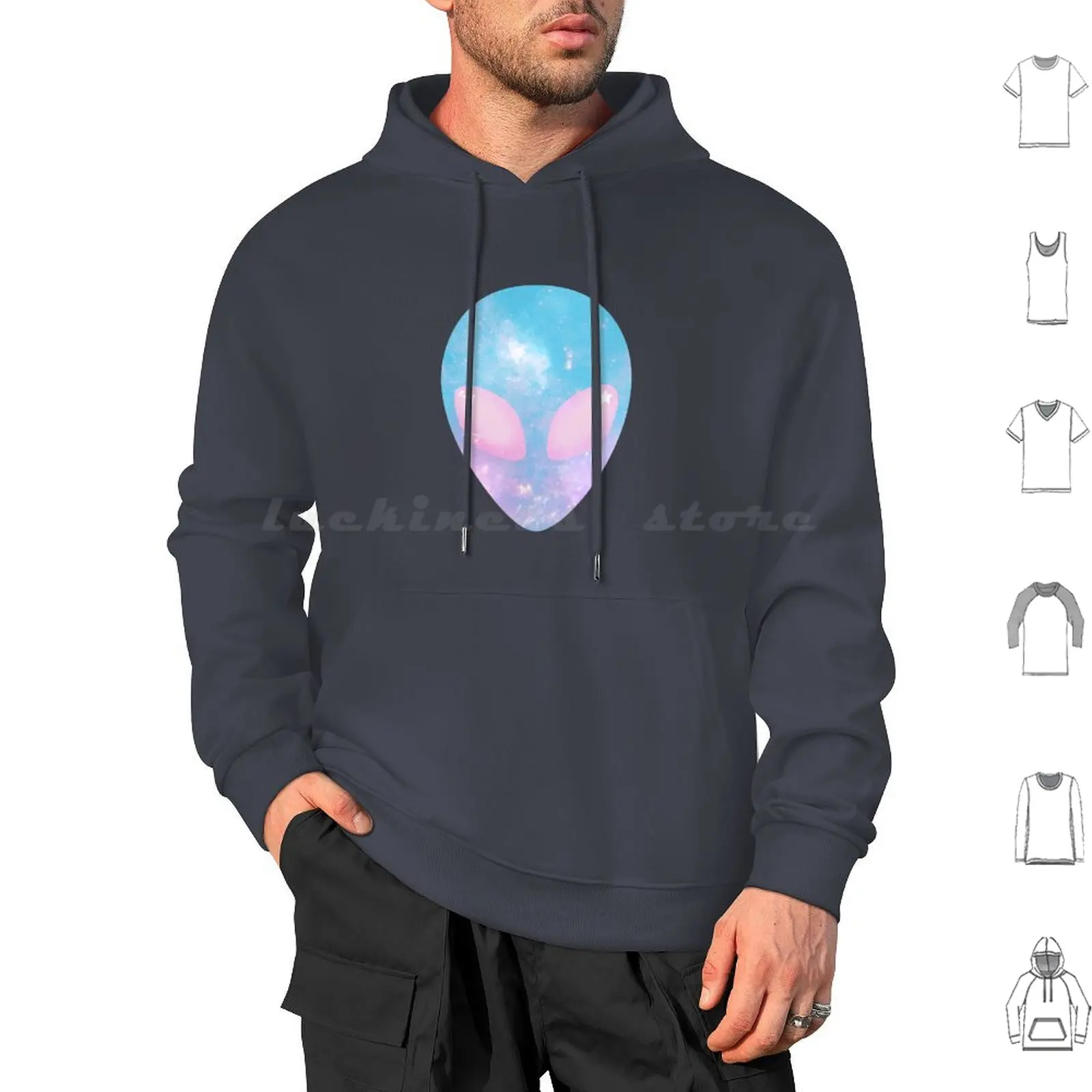 Galaxies Beyond Hoodie cotton Long Sleeve Pastel Goth Pastels Galaxy World Universe Colorful Nerd Geek