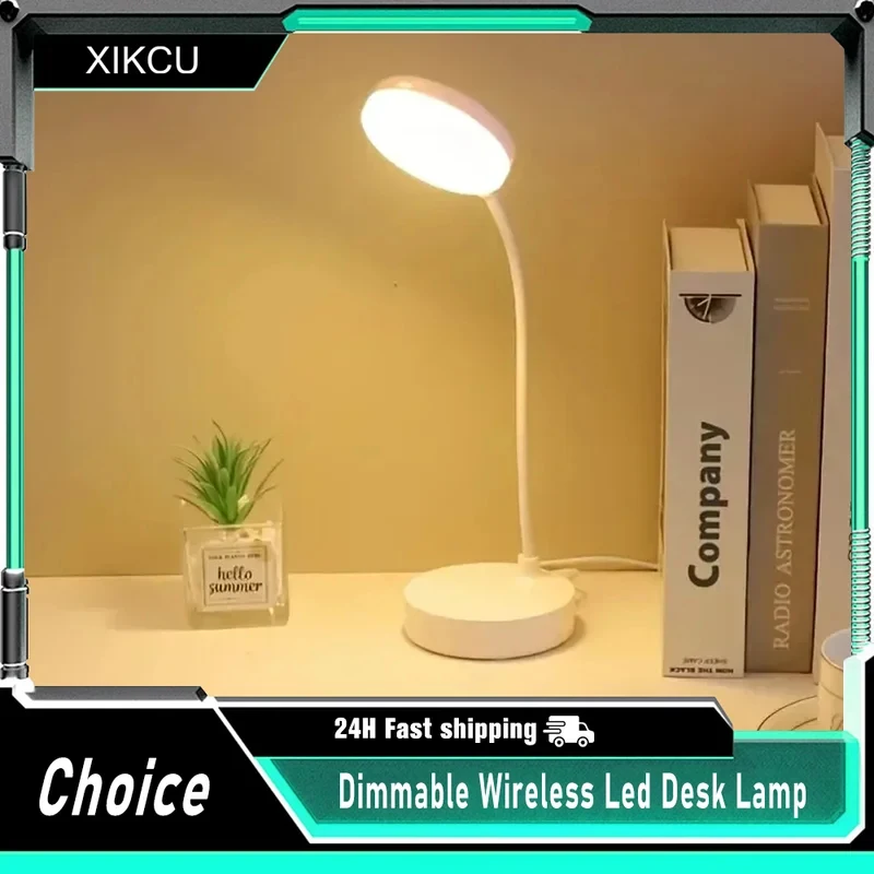Luminária de Mesa LED Sem Fio com 3 Níveis de Intensidade, Lâmpada de Mesa com Controle por Toque e Alimentação por Plugue. Luz Noturna Portátil para Quarto, Sala de Estudo