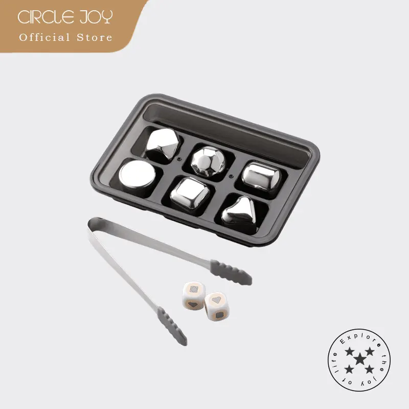 Circle Joy Stainless Steel Ice Cubes Set Reusable Chilling Stones for Whiskey Wine Wine Cooling Cube Chilling Rock Party BarTool