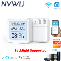 Tuya Zigbee/WiFi Temperature and Humidity Sensor Backlight Indoor Thermometer Hygromet Work With Alexa Google Home Voice Control