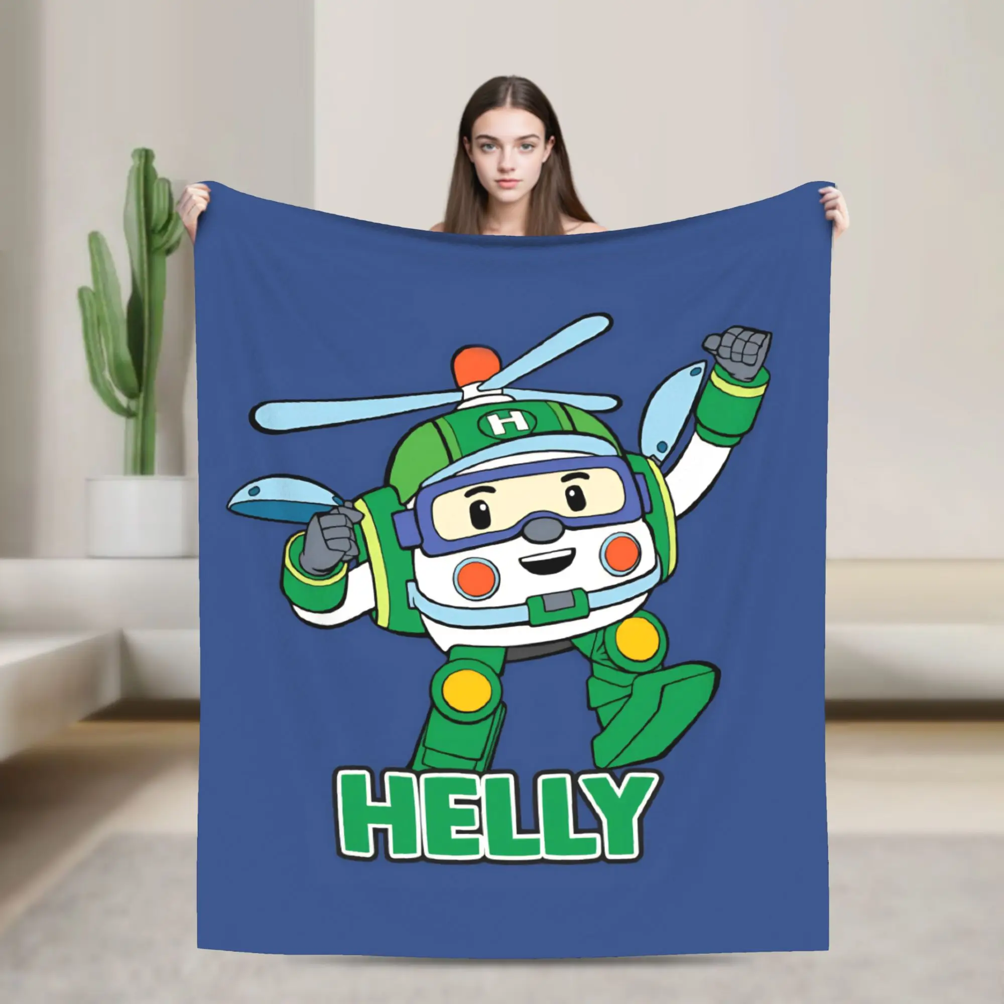 R-Robocars P-Polis Velvet Throw Blankets  Blanket for Bed Car Warm Bed Rug,