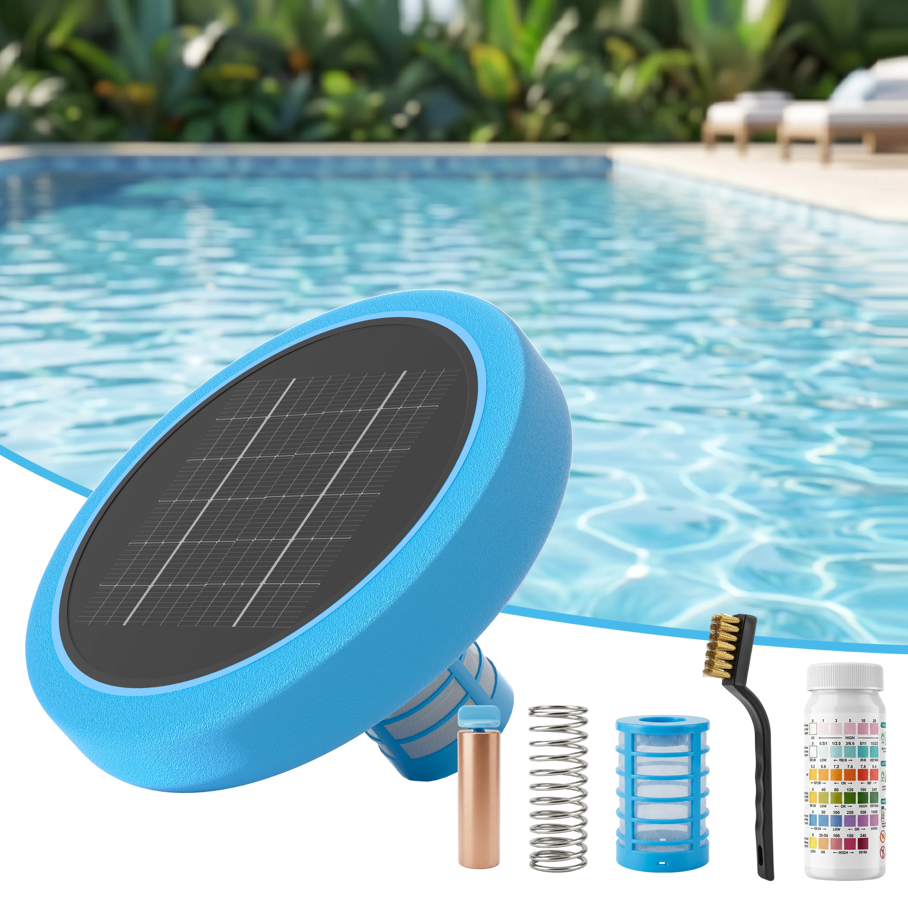 Solar Pool Ionizer Copper Anode - Zonne-aangedreven zwembadionisator, zonne-aangedreven zwembadreiniger met koperanode,