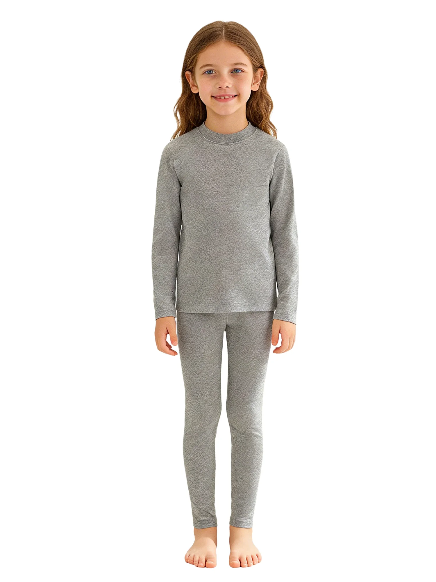 Kids 2 Piece Thermal Underwear Set Long Sleeve Round Neck Top Leggings Soft Breathable Warm Cotton Autumn Winter Sleep Casual