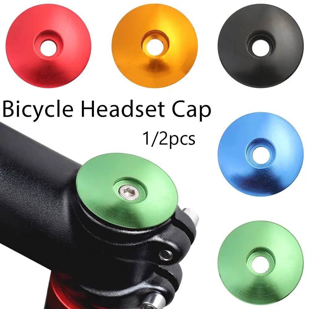 1/2pcs Bicycle Headset Caps Top Cap Cover Headsets Stem Parts Outdoor Aluminum Alloy 28.6mm Dustproof Mountain Bike Accessories