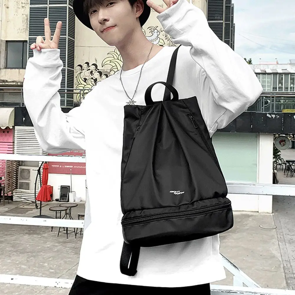 Portable Waterproof Backpack Zip Closure Multi-pockets Swimming Bag Shoe Compartment Shower Ready Dry Wet Separation Bag