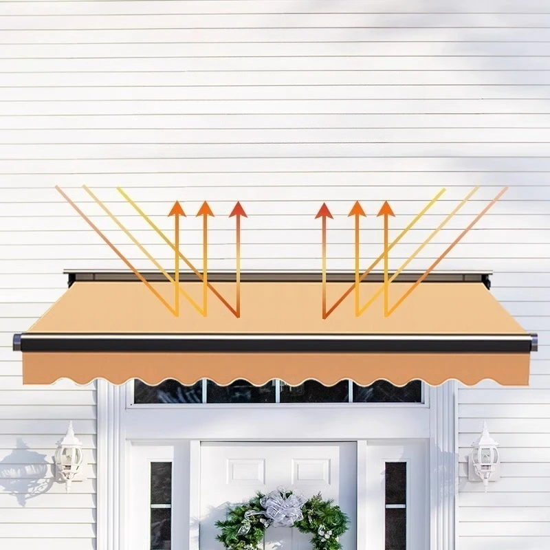 Eaves folding telescopic electric sunshade and rainproof awning, can be hand-cranked household canopy