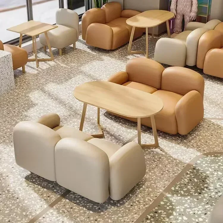 

-Coffee Shop Internet Celebrity Restaurant Booth Design Customized Fast Food Restaurant Sofa Booth Hot Sale Chair And Table