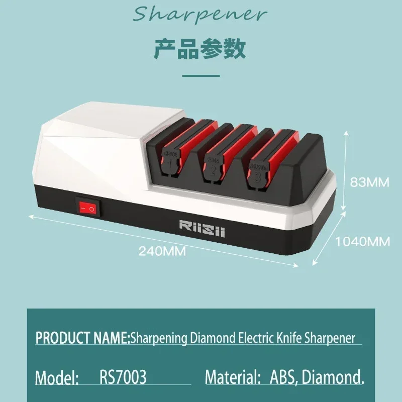 Electric Knife Sharpener for Home Kitchen, Knife Sharpening, New Edge Automatic Adjustment Slot, 3 Stage