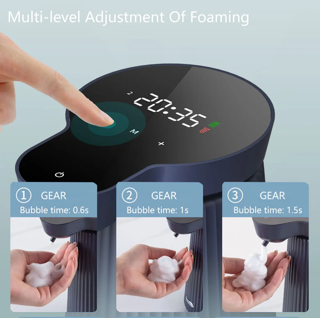 Automatic Foam Soap Dispenser Household Induction Hand Sanitizer Dispenser Bathroom Smart USB Charge Soap Dispenser Time display