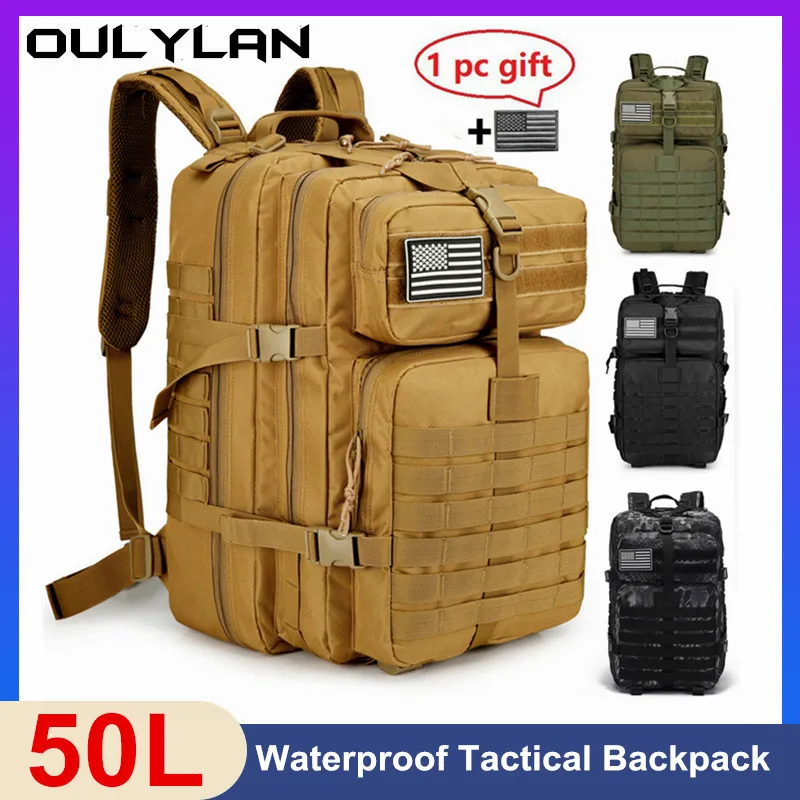 

Oulylan 50L Men Tactical Backpacks Traveling Bags Outdoor 3P Assault Pack Molle Pack For Trekking Hunting Bag