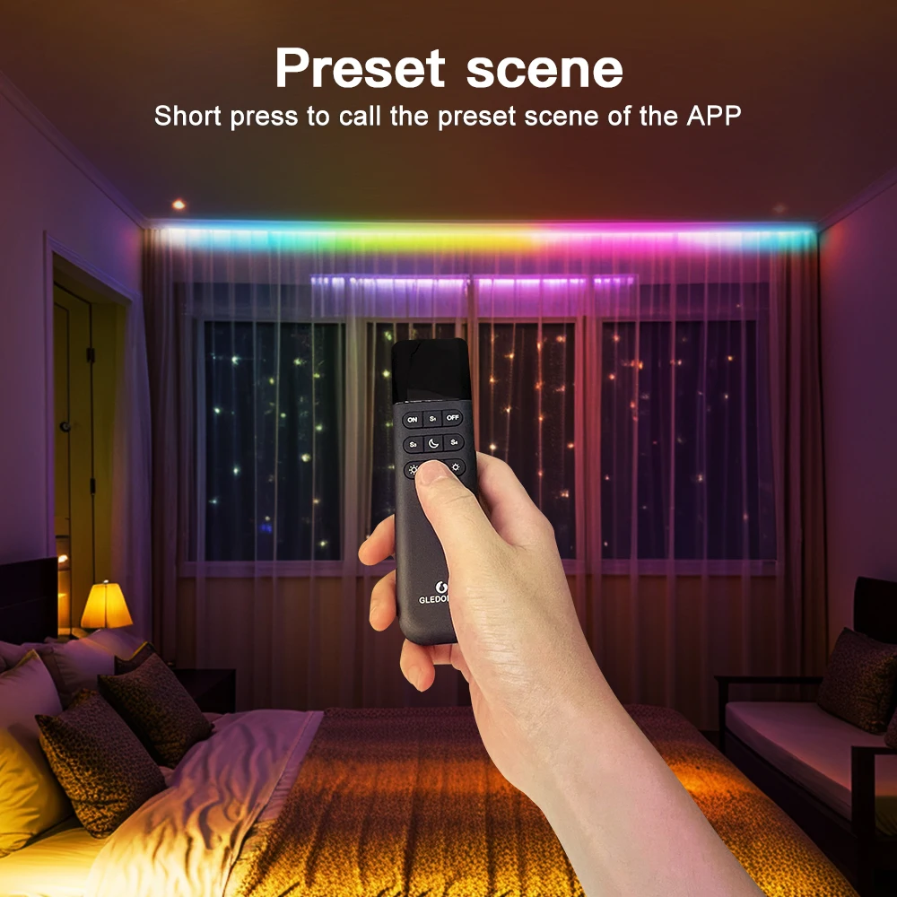 GLEDOPTO WLED Remote Control RGB IC LED ESP NOW APP WiFi Wireless Dynamic Adjust 4 Scenes Preset Light 50M Control Distance