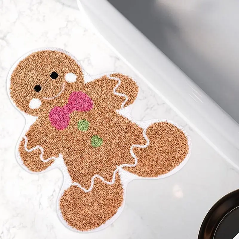 Gingerbread Kitchen Rugs Christmas Doormat Floor Mat With Gingerbread Man Non-Slip Mats Doormats For Bath Bedroom Front Door