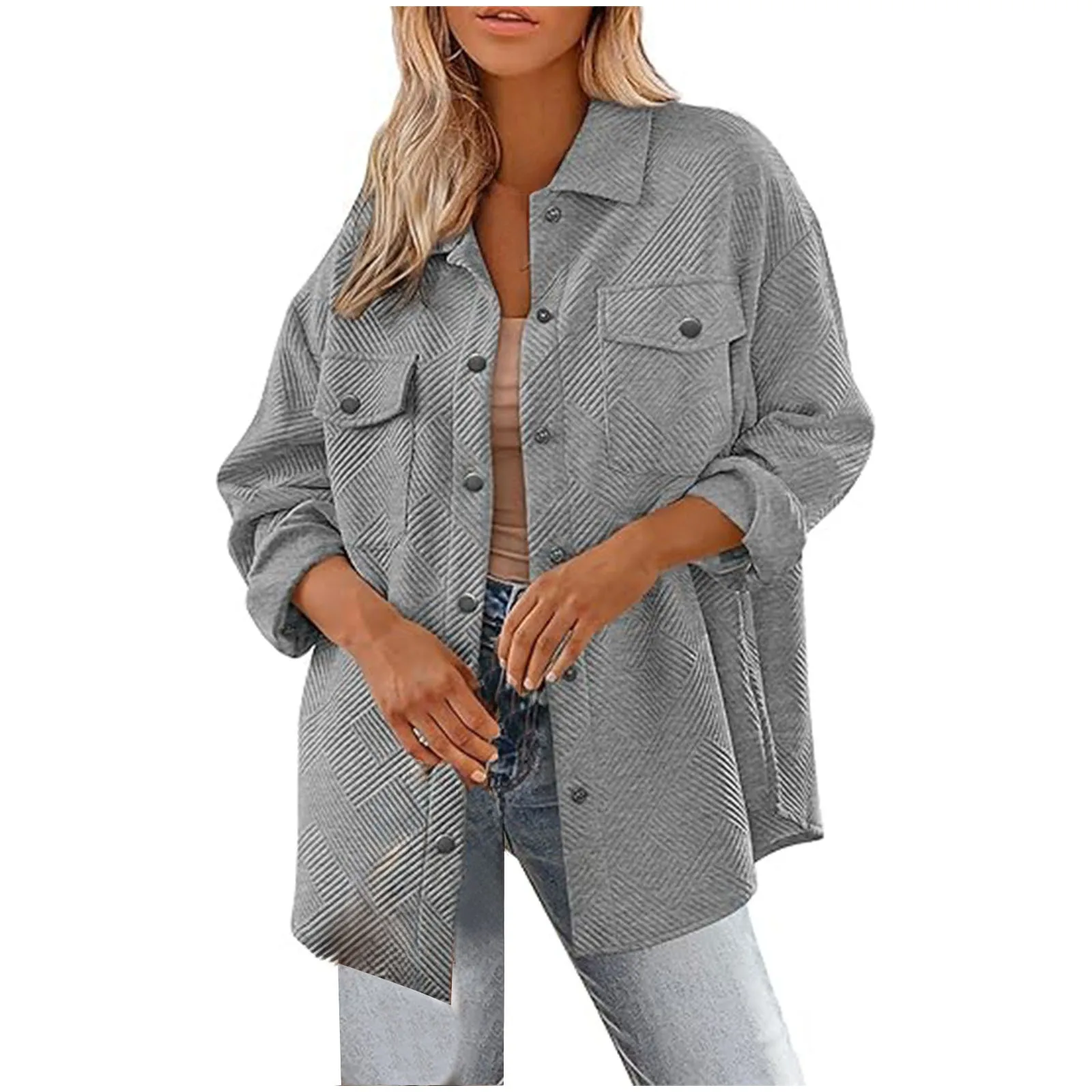 

European And Casual Simple Lapel Jacket Women's 2024 Autumn And Winter New Loose Single Breasted Button Causal Outfit for Women