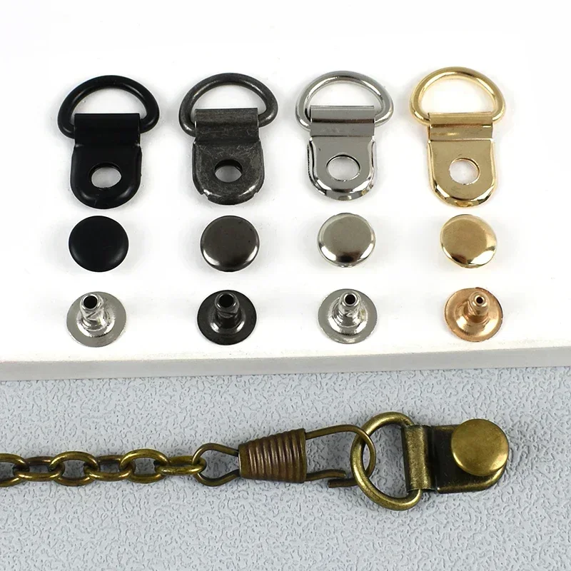 10-50 ensembles de boucles à anneau en D en métal 9*14mm, fermoir à Clip latéral pour sac, œillet, rivets, chaussures à ongles, bottes, sangle, crochet de connexion, accessoires matériels