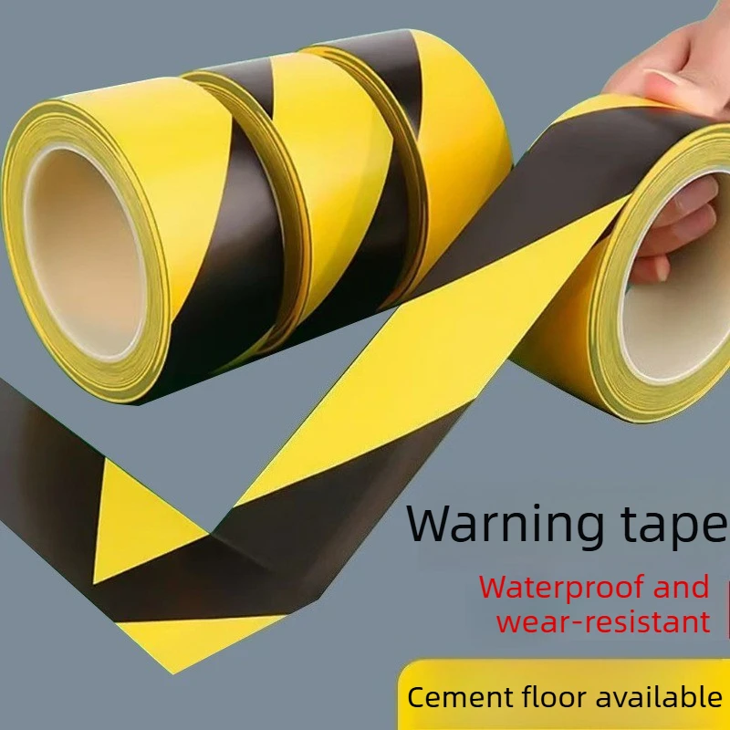 2 PCS Warning Tape, 6cm Width, 33M Length, Black‑Yellow Floor Marking Tape, Zebra‑Stripe Safety Warning Floor Sticker
