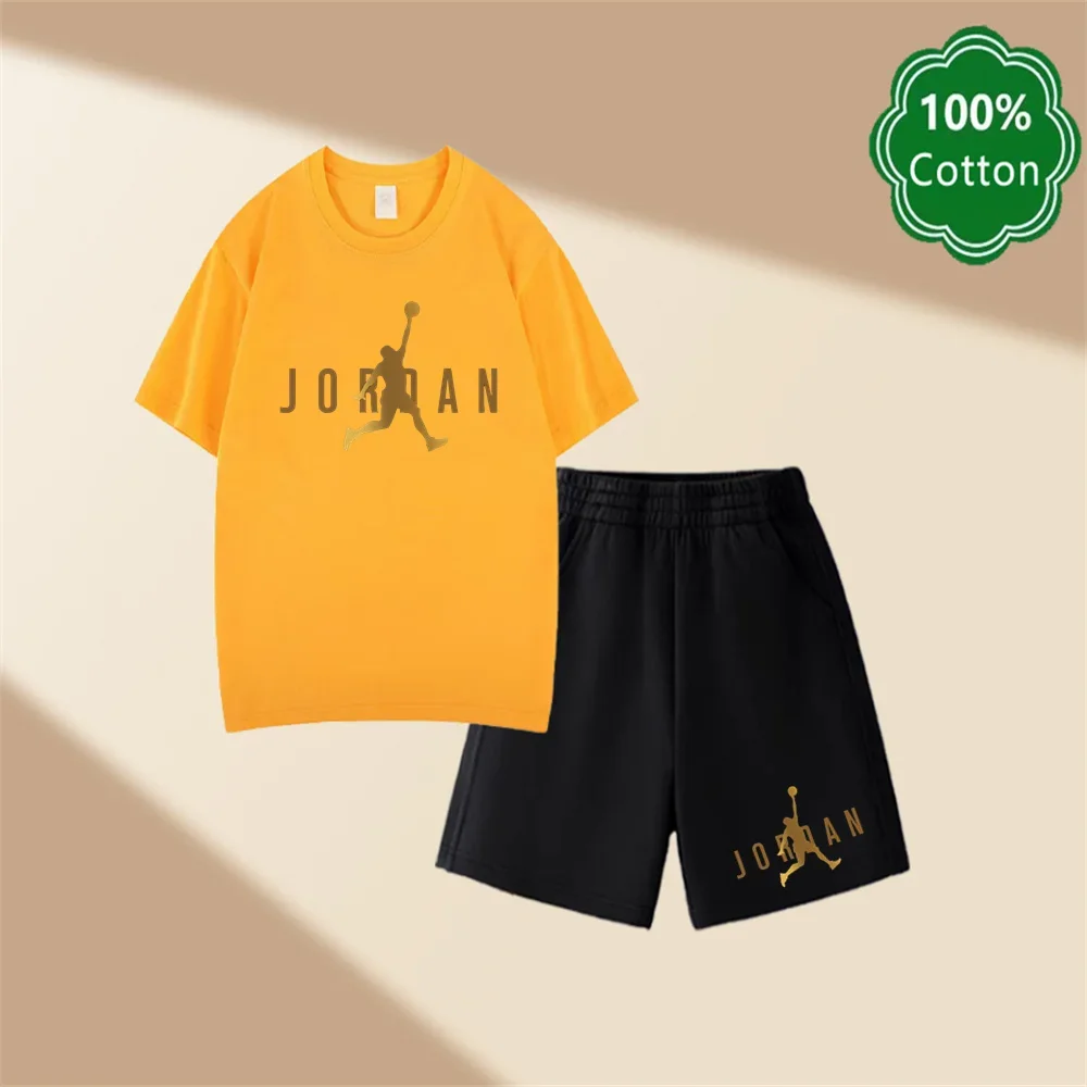 New Summer Jordan Printed Set Children's Boys' Letter T-shirt and Shorts 2-piece Set Children's Short Sleeve and Shorts Set