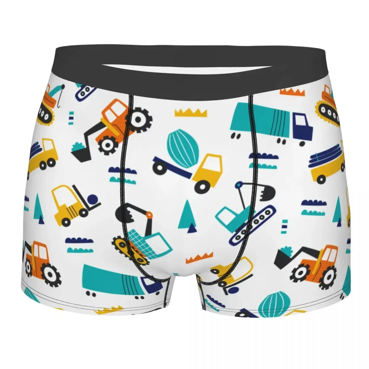 Funny Boxer Cute Excavators Cartoon Shorts Panties Men Underwear Trucks Boy Loves Breathable Underpants for Male S-XXL