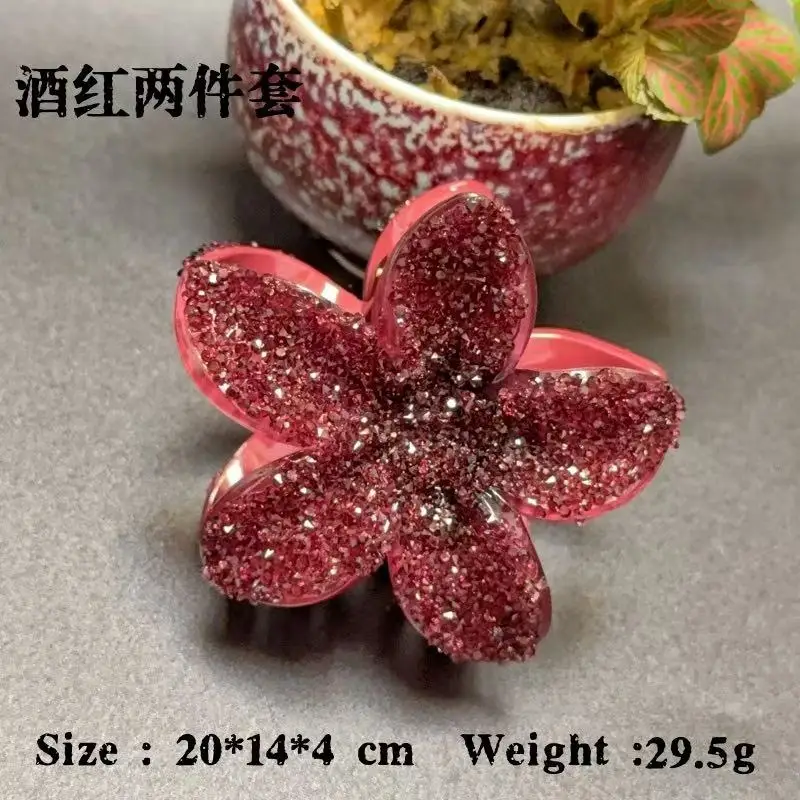 새로운 그라디언트 색상 크리스탈 계란 꽃 게 클램프 여성 소녀 패션 상어 헤어 클립 발톱 머리핀 머리 장식 액세서리 도구