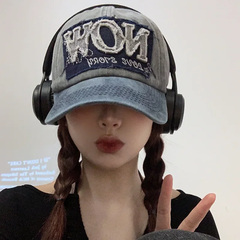 

WOW Letter Baseball Cap For Women Men Snapback Bonnet Adjustable Summer Sun Visors Retro Washed Cotton Dad Trucker Hat кепка y2k