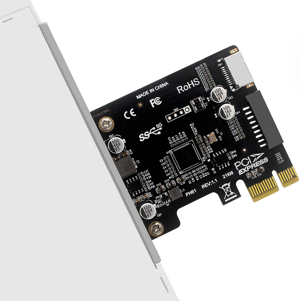 Karta rozszerzeń PCIE na USB 3.0 Konwerter 5Gpbs typu E Panel przedni PCI Express 1x 4X 8X 16X do 19P 20PIN Adapter montażowy typu C — zdjęcie produktu 3