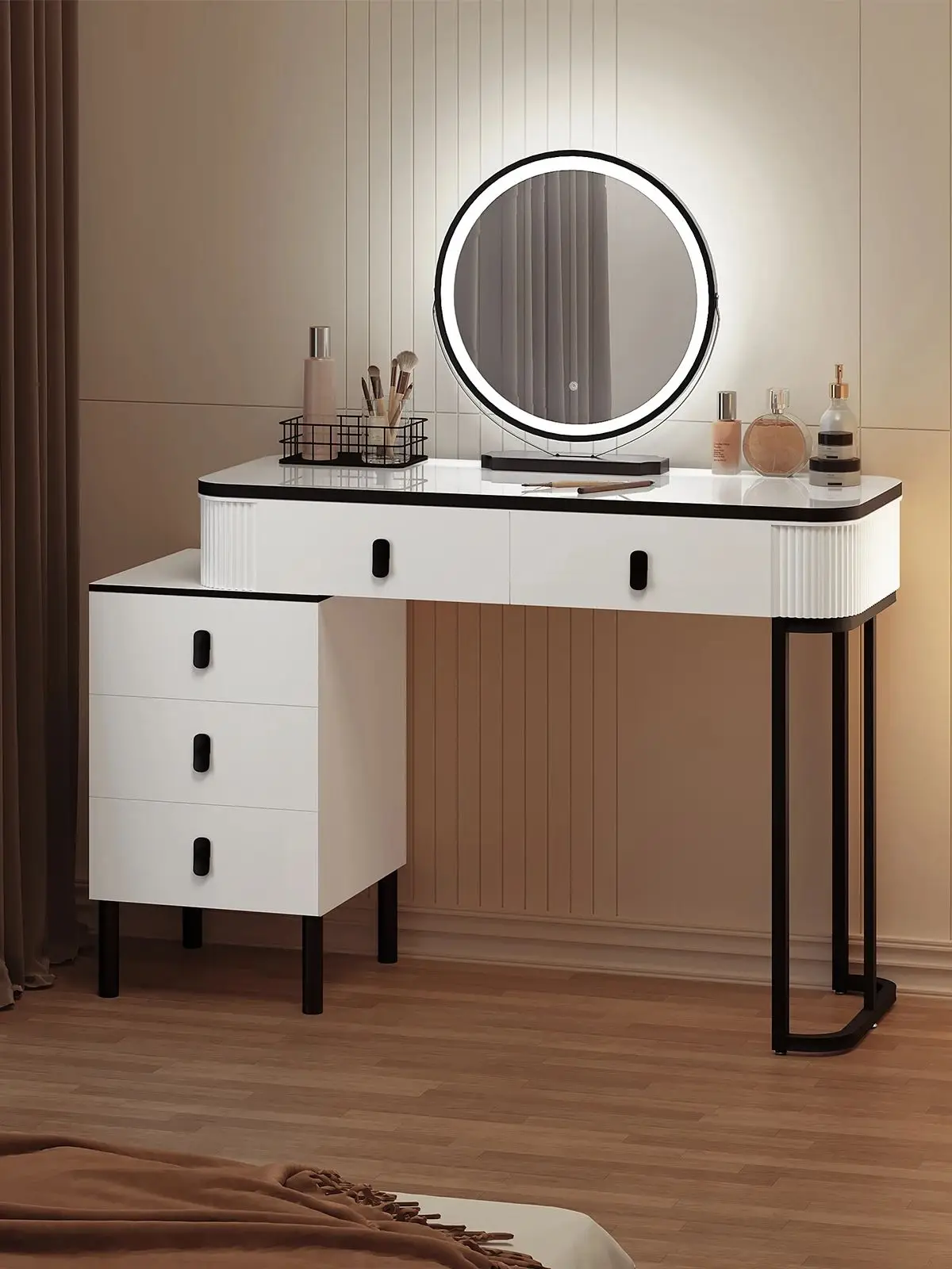WOLTU Schminktisch mit LED-Beleuchtung, mobiler Spiegel, für Mädchen und Frauen, Waschtisch, flexible Montage, Make-up-Kosmetiktisch für Schlafzimmer