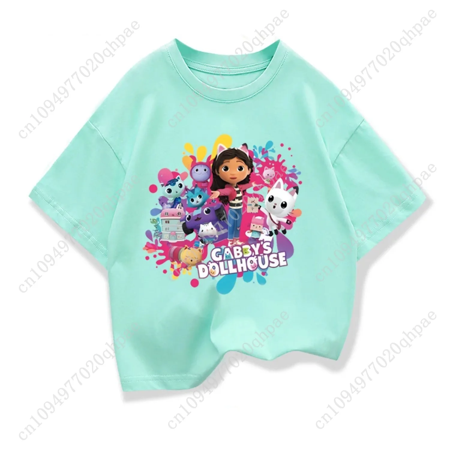Camiseta de verano para niñas, camisetas de manga corta, camiseta de casa de muñecas Kawaii Gabbys para niñas, camisetas de gatos Gabby, ropa para niños