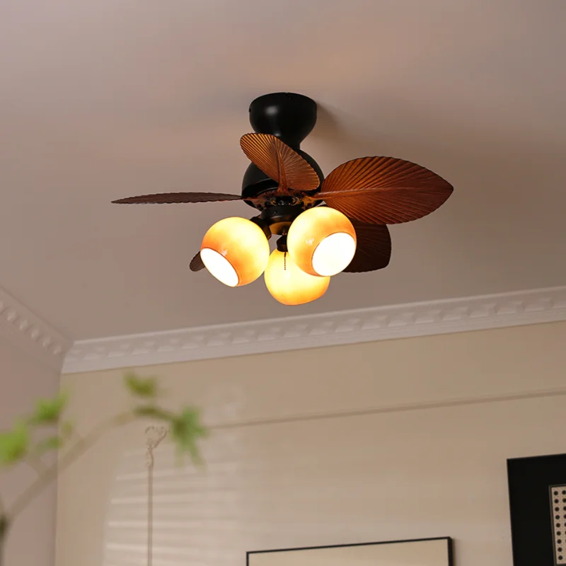 

Французский потолочный вентилятор-светильник в стиле середины века, ретро-американский светильник для столовой, простой скандинавский потолочный вентилятор-светильник для чайной комнаты