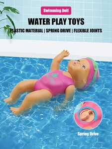 1 buah Boneka Renang Mini 6 Inci Mainan Mandi Kamar Mandi Anak Mainan Bak Mandi Bayi pada Rantai Boneka Kecil Renang Otomatis 10 boneka kolektor barbie penjualan terbaik - №